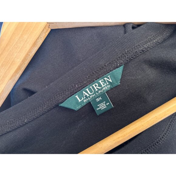 Lauren Ralph Lauren Black Long Sleeve Faux Suede Patch Preppy Equestrian 3X - Picture 3 of 4